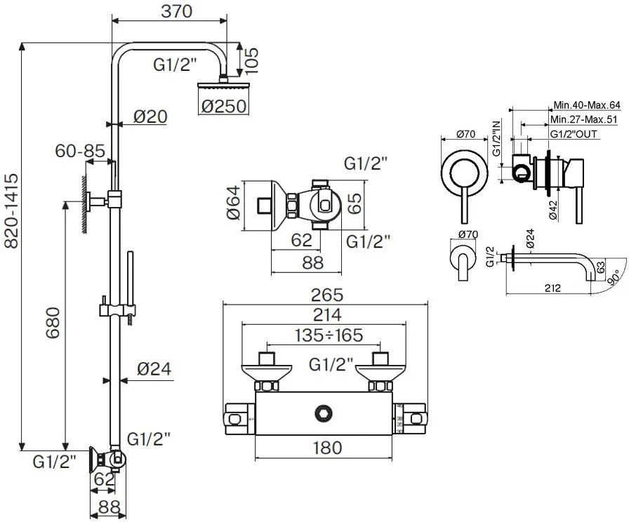 Комплект для ванной Plumberia Selection Ixo KITXO6302CR210 С ВНУТРЕННЕЙ ЧАСТЬЮ, хром Sancos — официальный сайт