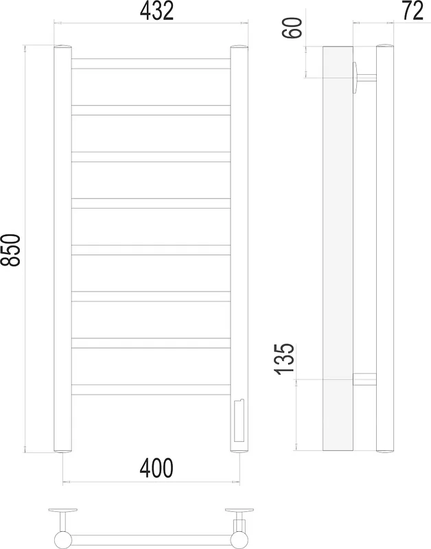 Полотенцесушитель электрический Terminus Аврора П8 400*850 Sancos — официальный сайт