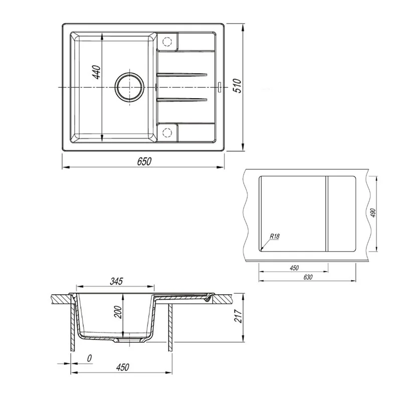 Кухонная мойка кварцевая Uperwood Quartz UPD-03-01, прямоугольная, белая Sancos — официальный сайт