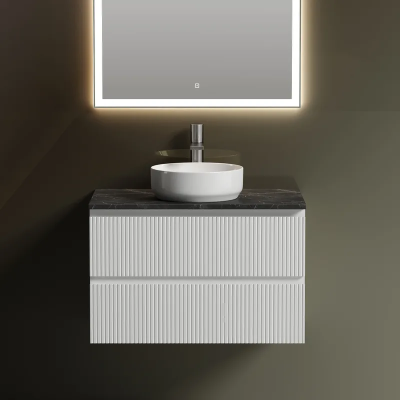 Тумба с раковиной Sancos Snob T 80 см, bianco, столешница черный мрамор, раковина CN6005 Sancos — официальный сайт