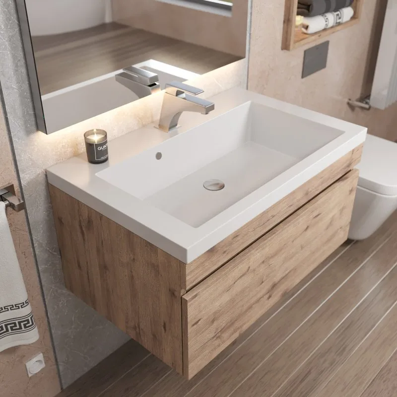 Тумба под раковину без столешницы Uperwood Eva 75 подвесная, 1 ящик, крафт табачный Sancos — официальный сайт