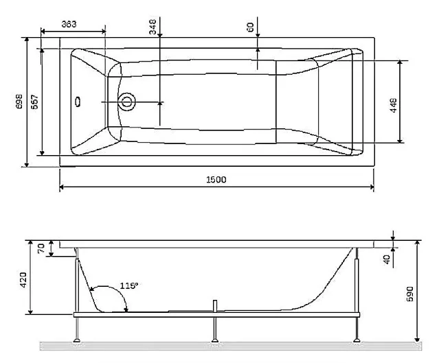 Акриловая ванна AM.PM Gem W93A-150-070W-A без опоры 150x70 см, пристенная, белая Sancos — официальный сайт