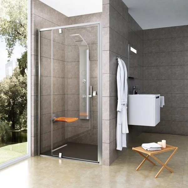 Душевая дверь в нишу Ravak Pivot PDOP2-100 Transparent, профиль хром Sancos — официальный сайт