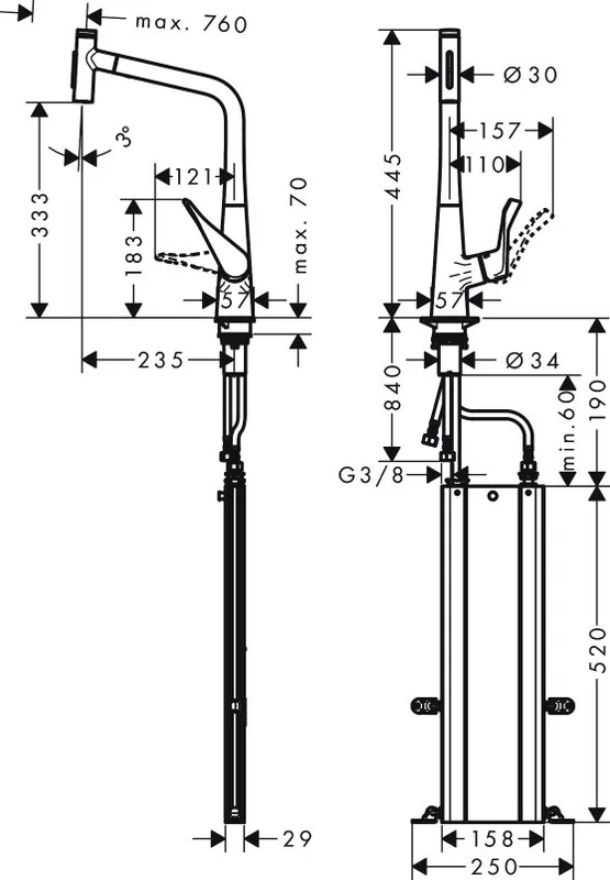 Смеситель для кухни Hansgrohe Metris Select M71 73816000 хром Sancos — официальный сайт