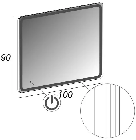Зеркало Cezares 100х90 c LED-подсветкой touch system Sancos — официальный сайт