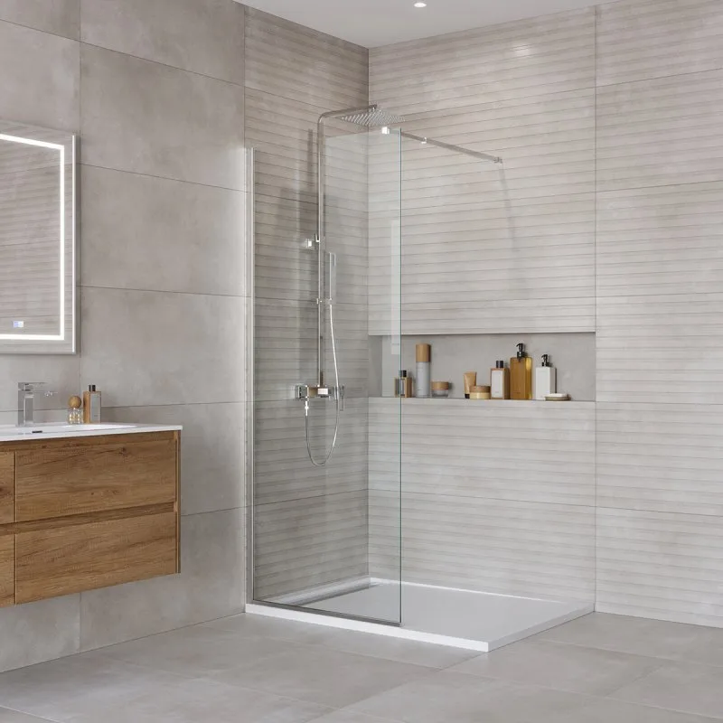 Душевая перегородка BelBagno Kraft 80 см, профиль хром, стекло прозрачное Sancos — официальный сайт