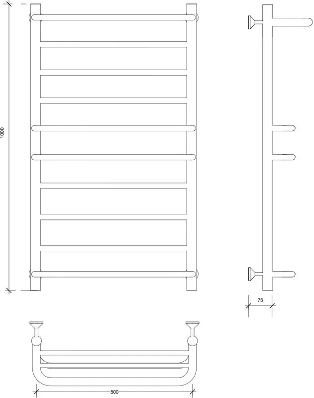 Полотенцесушитель водяной Secado Верона 2 100x50, черный матовый Sancos — официальный сайт