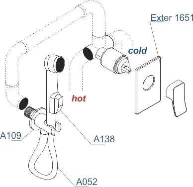 Гигиенический душ Wasserkraft Exter A01652 со смесителем, С ВНУТРЕННЕЙ ЧАСТЬЮ, светлая бронза Sancos — официальный сайт