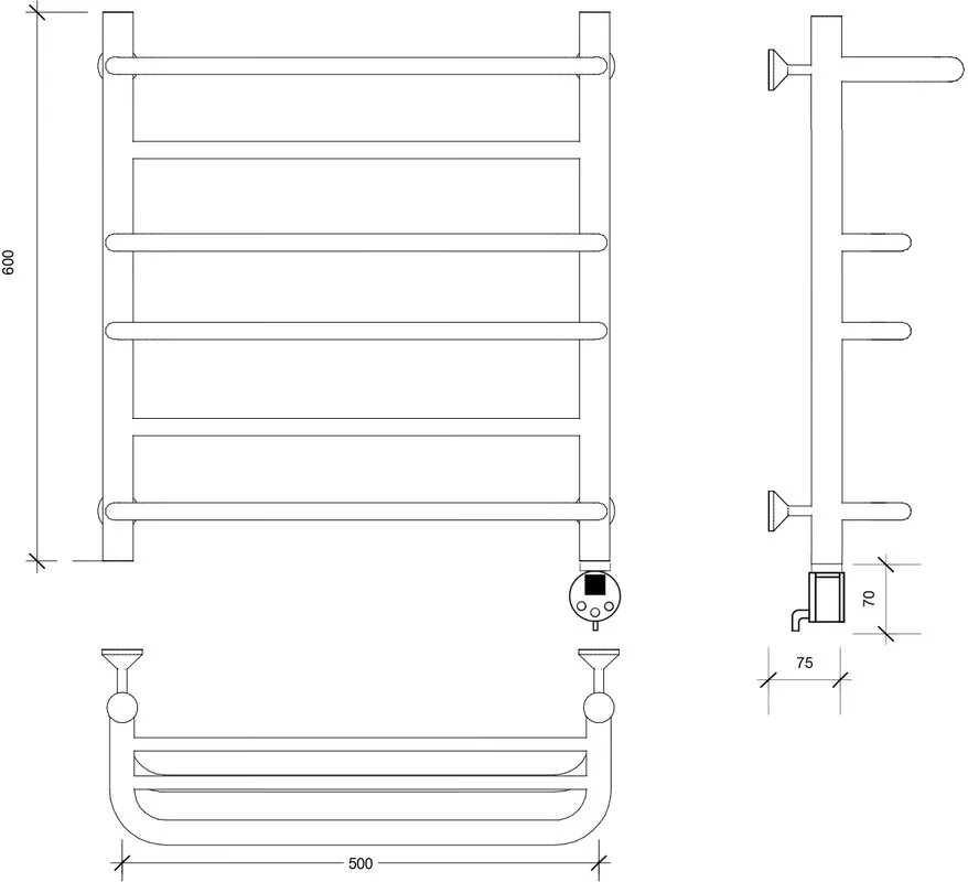 Полотенцесушитель электрический Secado Верона 2 60x50, черный, R Sancos — официальный сайт