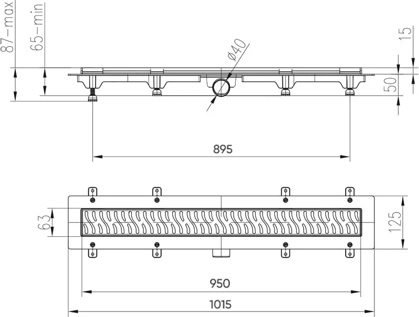 Душевой трап (лоток) Veconi Klasik Graphite 950 брашированный графит Sancos — официальный сайт