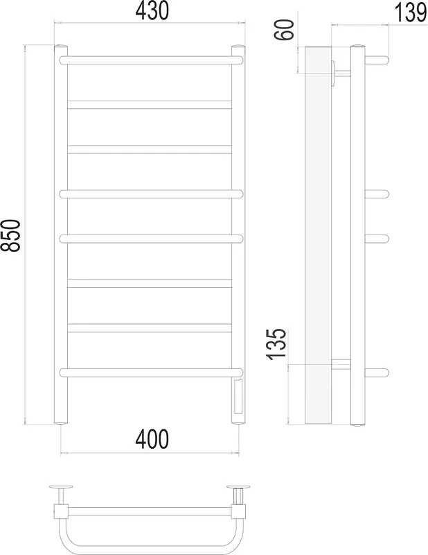 Полотенцесушитель электрический Terminus Евромикс П8 400x850 квадро Sancos — официальный сайт
