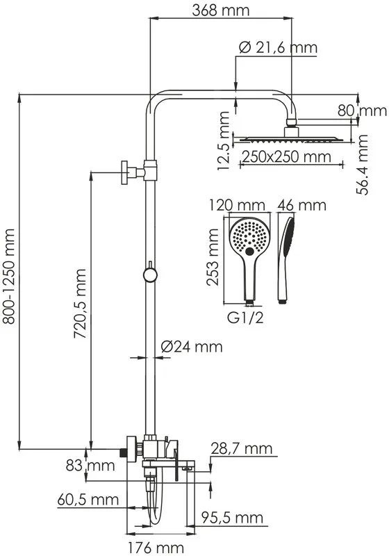 Душевая стойка Wasserkraft Mindel 8500 A185.254.155.WM, белая Sancos — официальный сайт