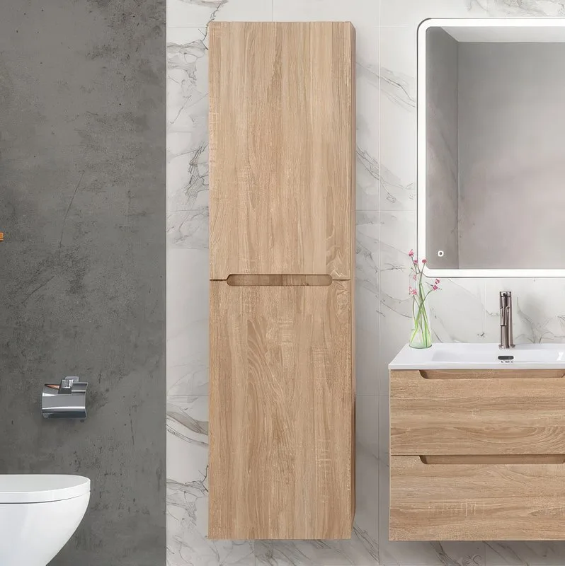 Шкаф-пенал для ванной BelBagno Etna 40 L rovere bianco Sancos — официальный сайт