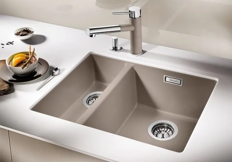 Мойка кухонная Blanco Subline 340/160-U серый беж, правая Sancos — официальный сайт