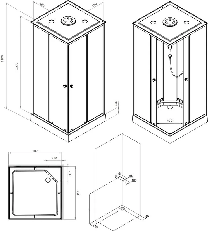 Душевая кабина AM.PM X-Joy Square W94C-403-090MT 90х90 см, матовый хром Sancos — официальный сайт