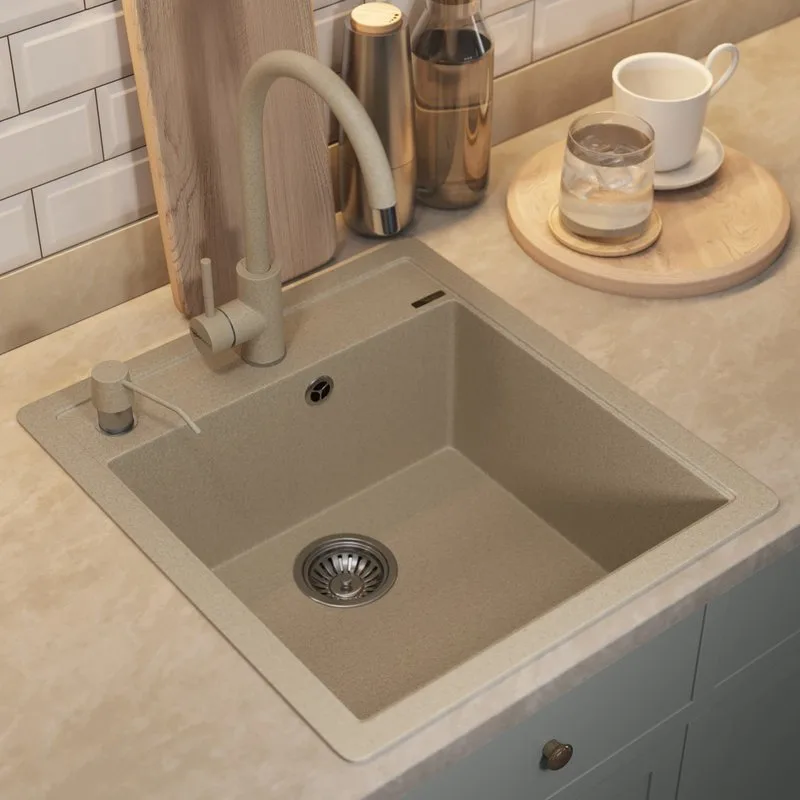 Кухонная мойка кварцевая Uperwood Quartz UPD-07-02, прямоугольная, бежевая Sancos — официальный сайт