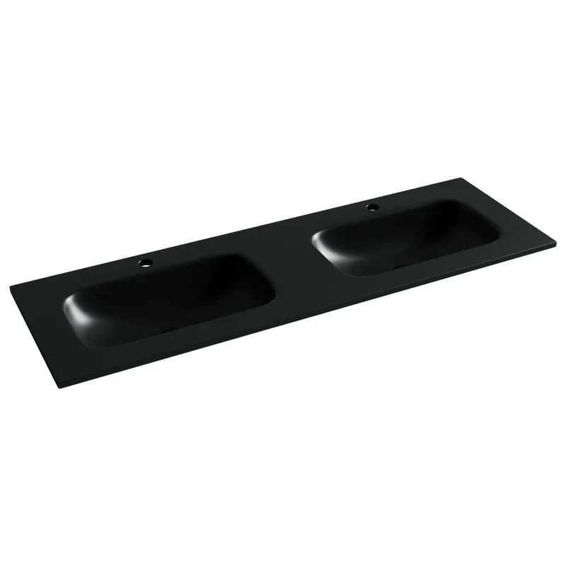 Мебельная раковина Ceramicanova Grace прямоугольная 141см с двумя чашами и отверстиями под смесите Sancos — официальный сайт
