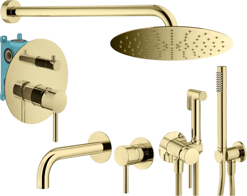 Комплект для ванной Plumberia Selection Ixo KITZXO18OR210 С ВНУТРЕННЕЙ ЧАСТЬЮ, золото 24к Sancos — официальный сайт