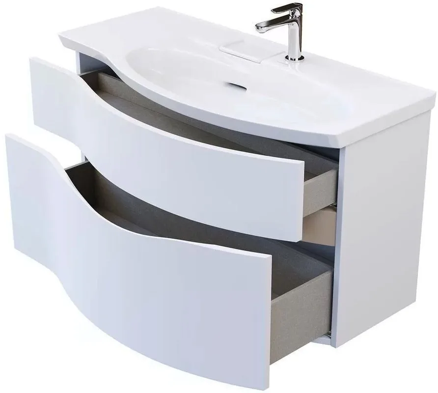 Тумба под раковину без столешницы KERAMA MARAZZI Riva 100, правая подвесная, белая матовая Sancos — официальный сайт
