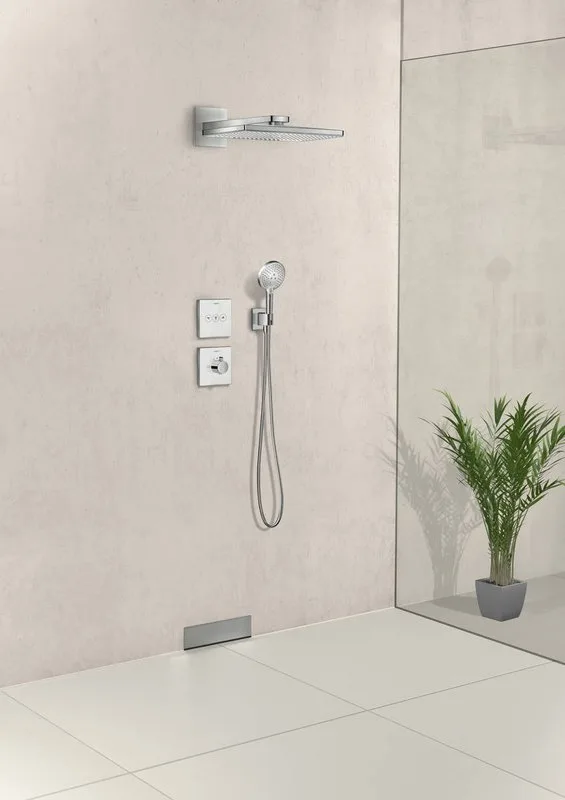 Термостатический смеситель встраиваемый Hansgrohe ShowerSelect Glass Highflow 15734400, матовый белы Sancos — официальный сайт