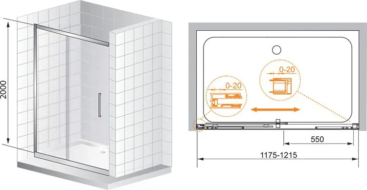 Душевая дверь в нишу Cezares Premier Soft W BF1 120 C Cr IV Sancos — официальный сайт