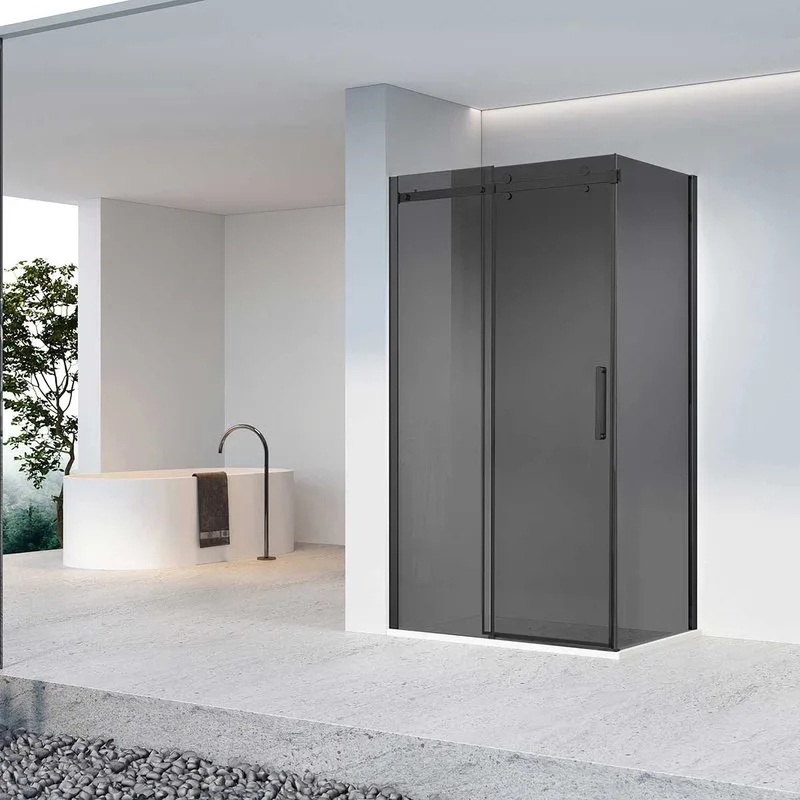 Душевая дверь в нишу Vincea Como-N VDS-4CN130CGB 130 см, профиль черный матовый, стекло тонированное Sancos — официальный сайт