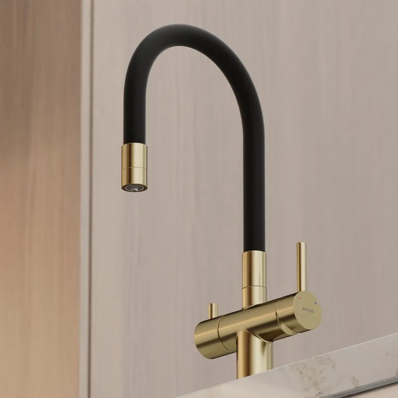Смеситель для кухни Sancos Lucia SC4004BG с гибким изливом, брашированное золото Sancos — официальный сайт