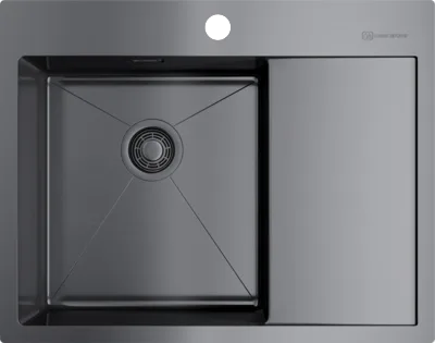 Мойка кухонная Omoikiri Akisame 65-GM-L 4973097 вороненая сталь Sancos — официальный сайт