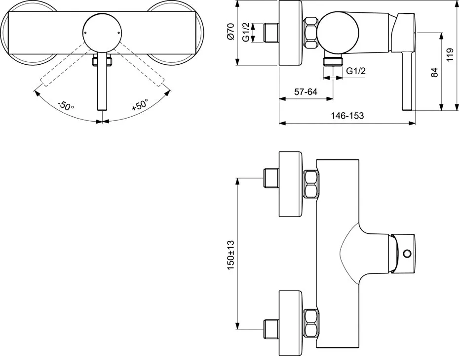 Смеситель для душа Ideal Standard Kolva BC674U4 черный Sancos — официальный сайт