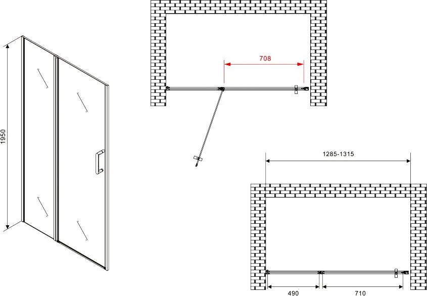 Душевая дверь в нишу Abber Sonnenstrand AG04130S 130 см, профиль хром, стекло прозрачное Sancos — официальный сайт