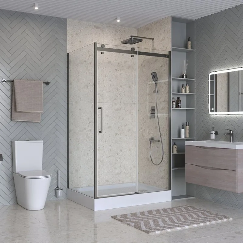 Душевой уголок BelBagno Marino 2 AH-1-120/90-C-GM 120x90, профиль оружейная сталь, стекло прозрачное Sancos — официальный сайт