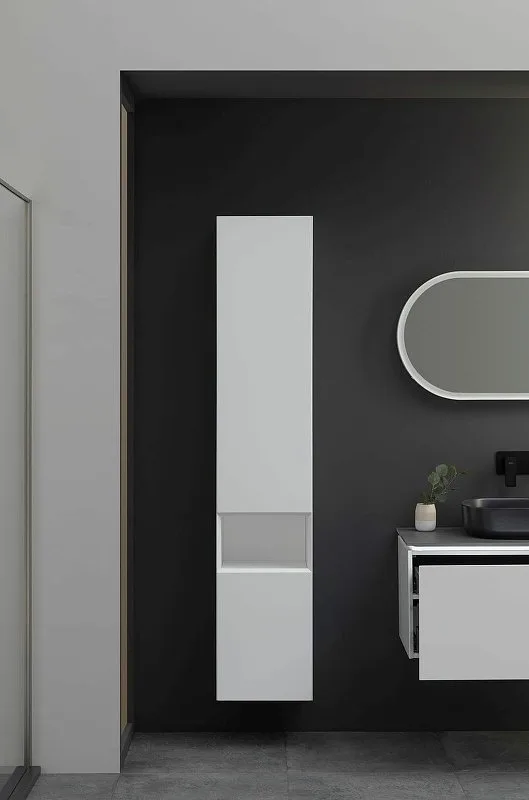 Шкаф-пенал для ванной Allen Brau Infinity 35 L подвесной, белый матовый Sancos — официальный сайт