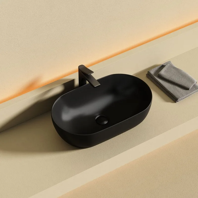 Раковина накладная Ceramicanova Twist овальная 50 см черный матовый CN12001MB Sancos — официальный сайт