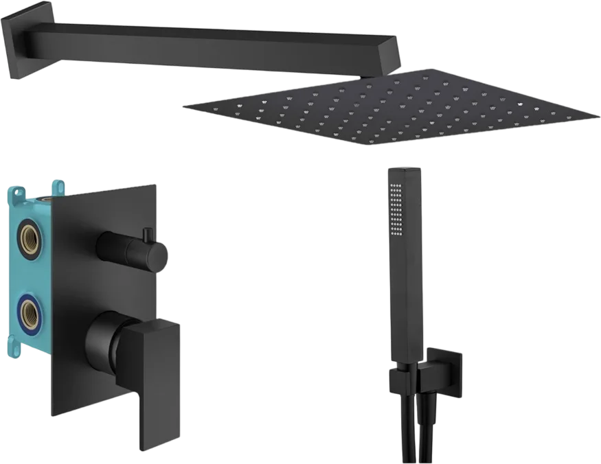 Душевой комплект Plumberia Selection Tag KITTG18NO, С ВНУТРЕННЕЙ ЧАСТЬЮ, черный матовый Sancos — официальный сайт