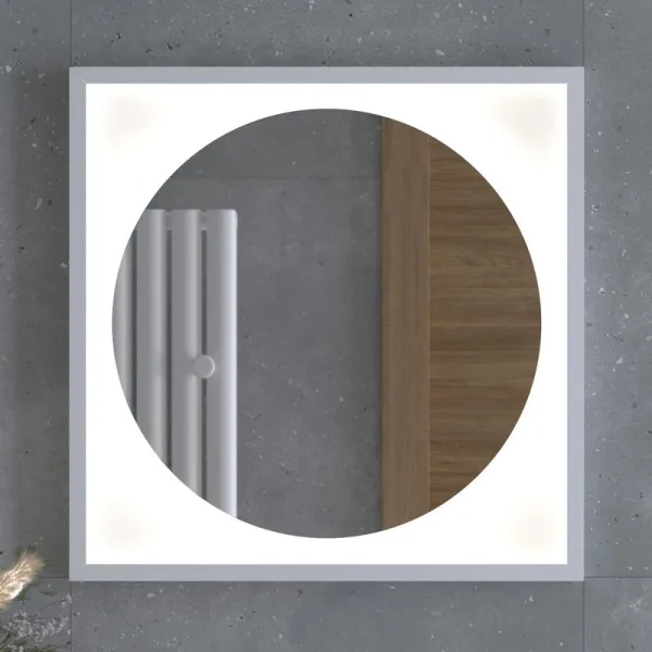 Зеркало Defesto Eclipse DF2226 60х60 белая рама, с LED-подсветкой