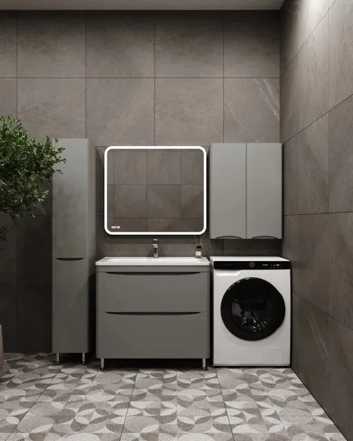 Шкаф над стиральной машиной Style Line Бергамо Мини Люкс Plus 60 антискрейч серый