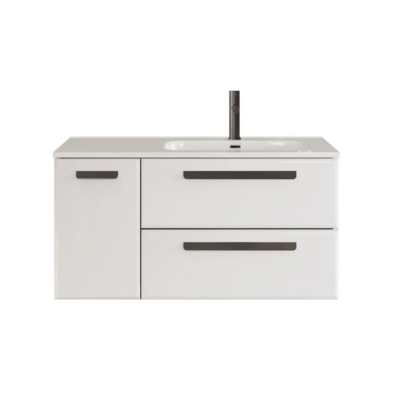 Тумба под раковину без столешницы Cezares Eco Cer-N 100 R 2 ящика, 1 дверца, bianco lucido, ручки ма Sancos — официальный сайт