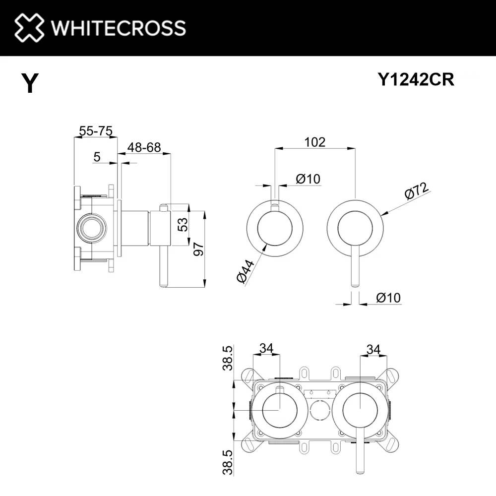 Встраиваемый смеситель WHITECROSS Y Y1242CR для душа С ВНУТРЕННЕЙ ЧАСТЬЮ, хром Sancos — официальный сайт