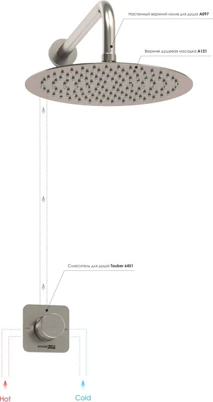 Душевой комплект Wasserkraft Tauber A6451.097.121 С ВНУТРЕННЕЙ ЧАСТЬЮ, никель Sancos — официальный сайт