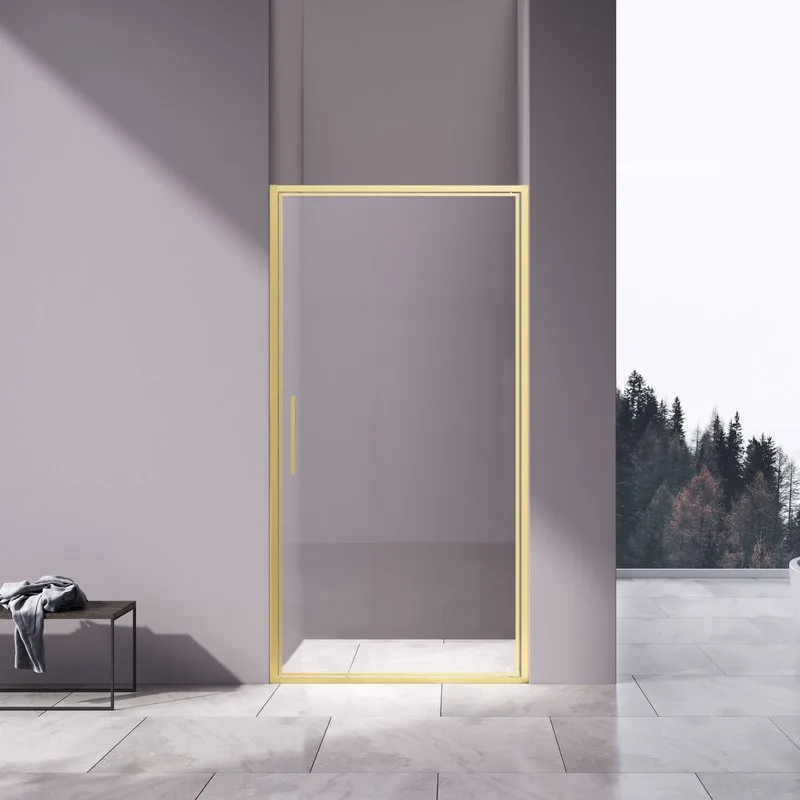 Душевая дверь Vincea Slim 8mm VDP-4SL100CLG, брашированное золото, стекло прозрачное Sancos — официальный сайт