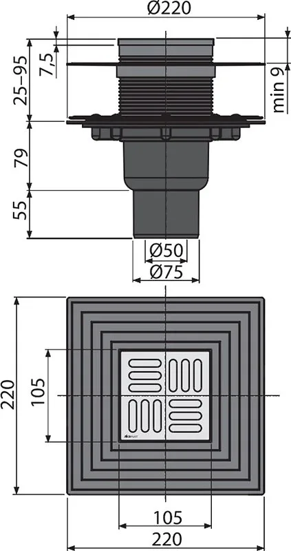 Душевой трап AlcaPlast APV4344 Sancos — официальный сайт