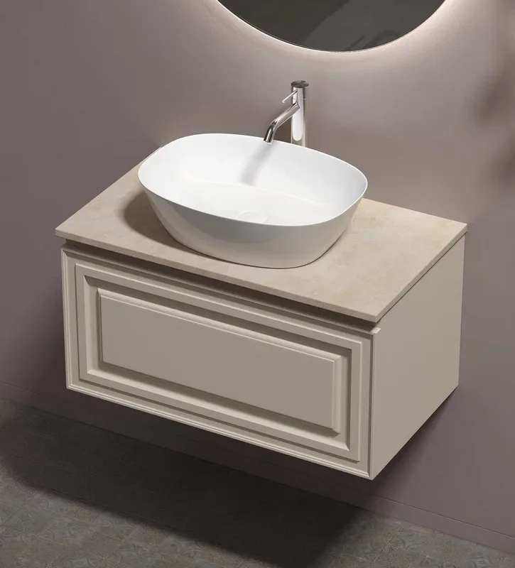 Тумба с раковиной Sancos Very 80 см, beige soft, столешница бежевая, раковина CN5005 Sancos — официальный сайт