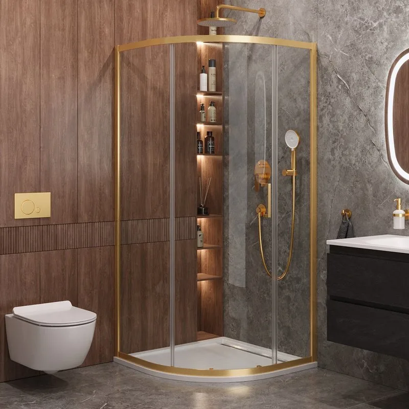 Душевой уголок Cezares Molveno R 1 90 C BORO IV 90х90 см, профиль брашированное золото, стекло прозр Sancos — официальный сайт