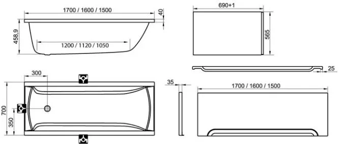 Акриловая ванна Ravak Classic C531000000 без опоры 160x70 см, пристенная, белая Sancos — официальный сайт