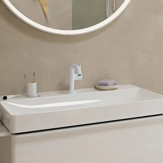 Смеситель для раковины Hansgrohe Tecturis S Fine 110 CoolStart 73320700 матовый белый Sancos — официальный сайт
