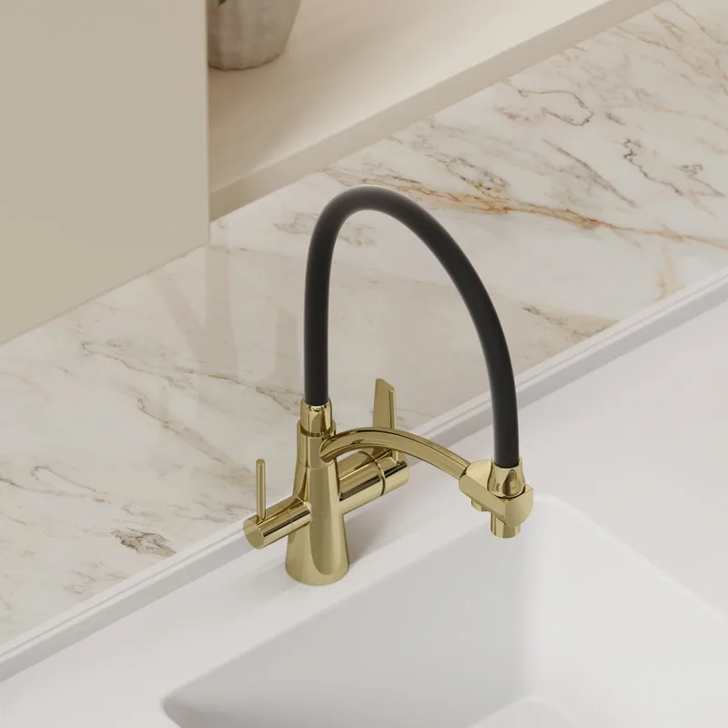 Смеситель для кухни Sancos Eri SC4001ZG с гибким изливом, полированное золото Sancos — официальный сайт
