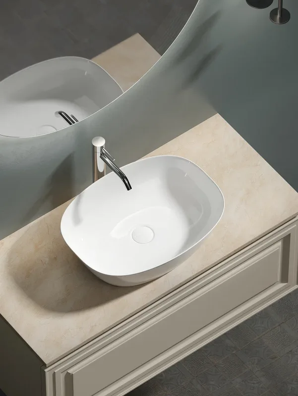 Тумба с раковиной Sancos Very 100 см, beige soft, столешница бежевая, раковина CN5005 Sancos — официальный сайт