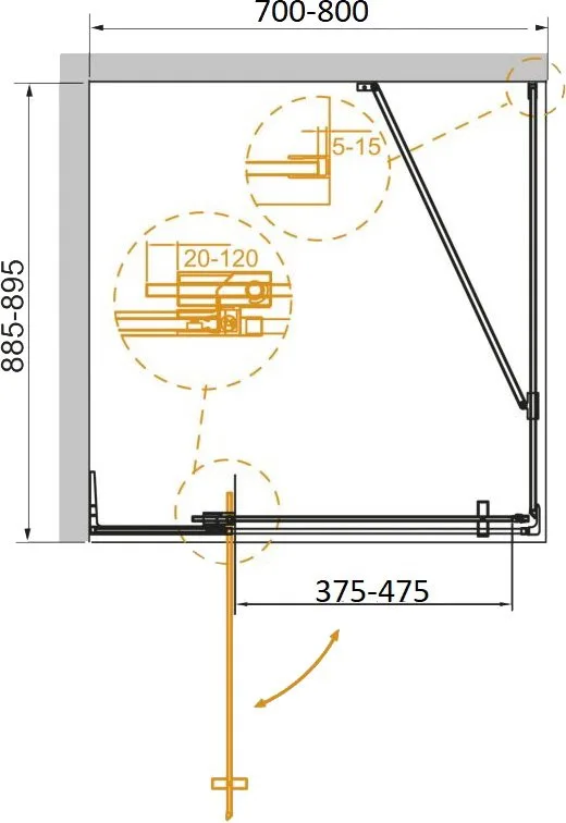 Душевой уголок Cezares Slider AH 1 70/80 90 C NERO Sancos — официальный сайт