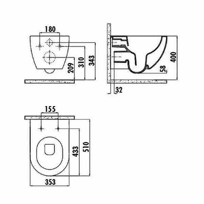 Чаша для унитаза подвесного Creavit Free FE322-00MB00E-0000 белый матовый Sancos — официальный сайт