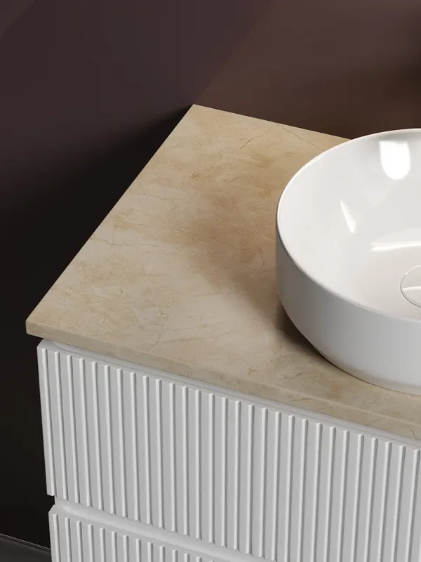 Тумба с раковиной Sancos Snob T 80 см, bianco, столешница бежевая, раковина CN6005 Sancos — официальный сайт